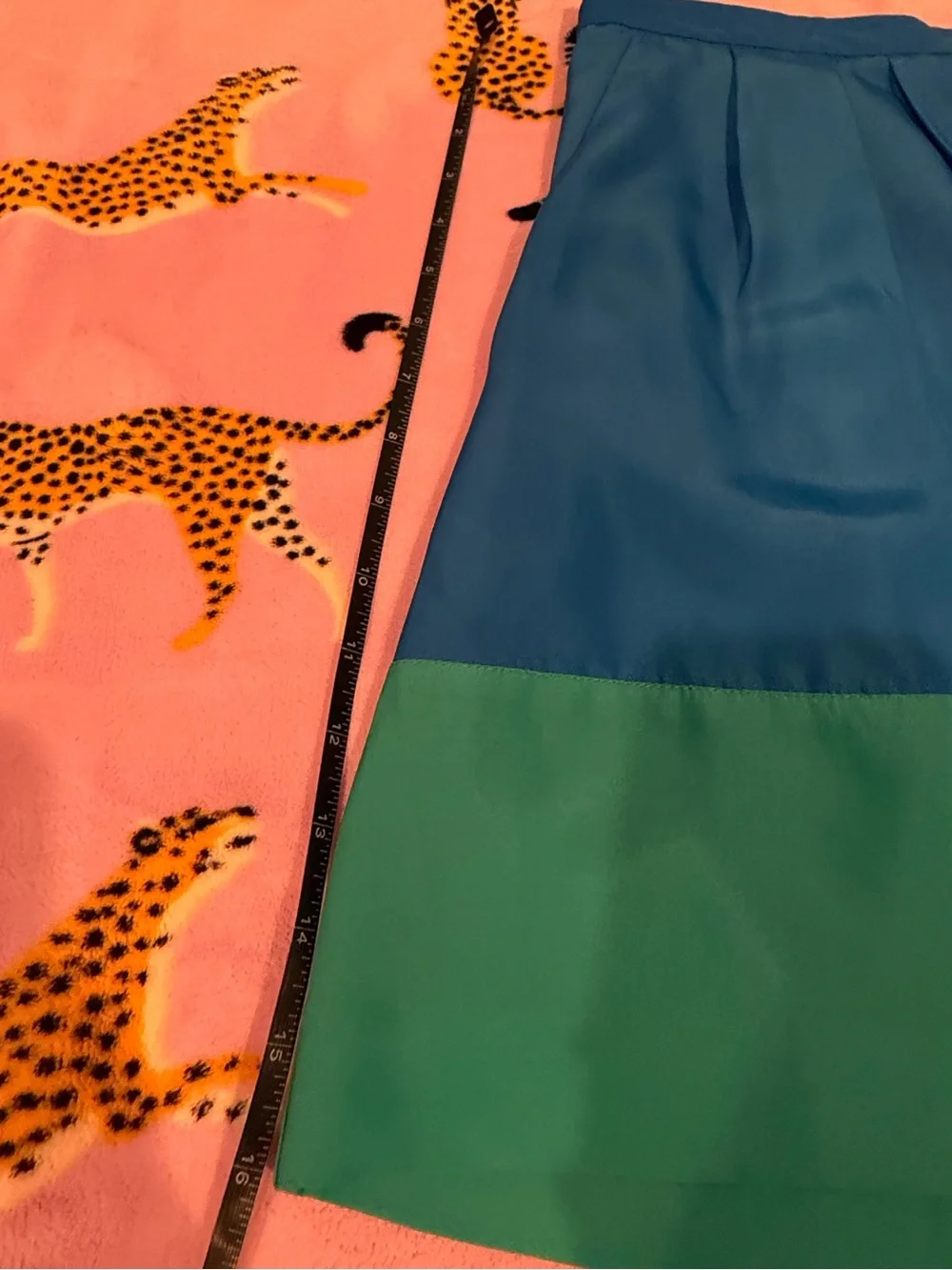 J. Crew Blue and Teal Colorblock Skater Skirt
